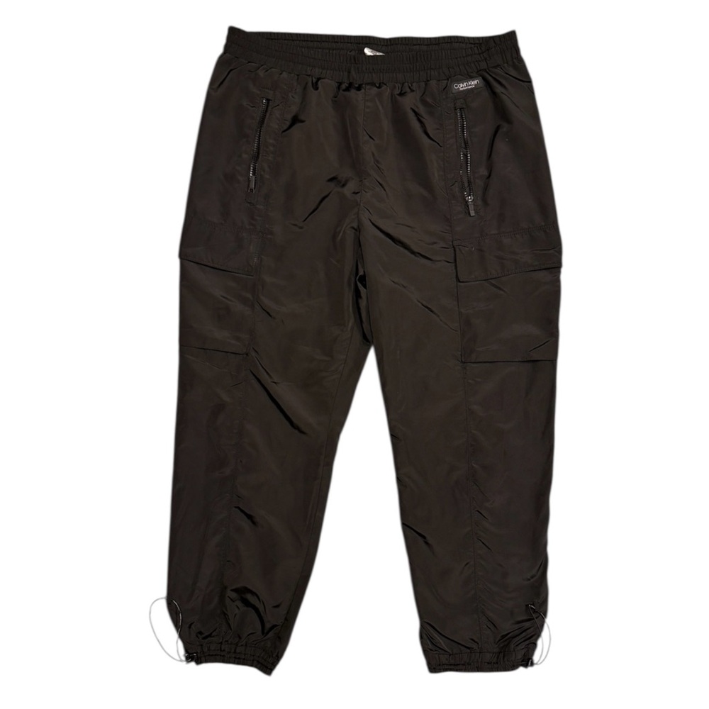 CALVIN KLEIN Black Tech Cargo Joggers / Pants - Zipper Pockets & Cord Ankle XXL